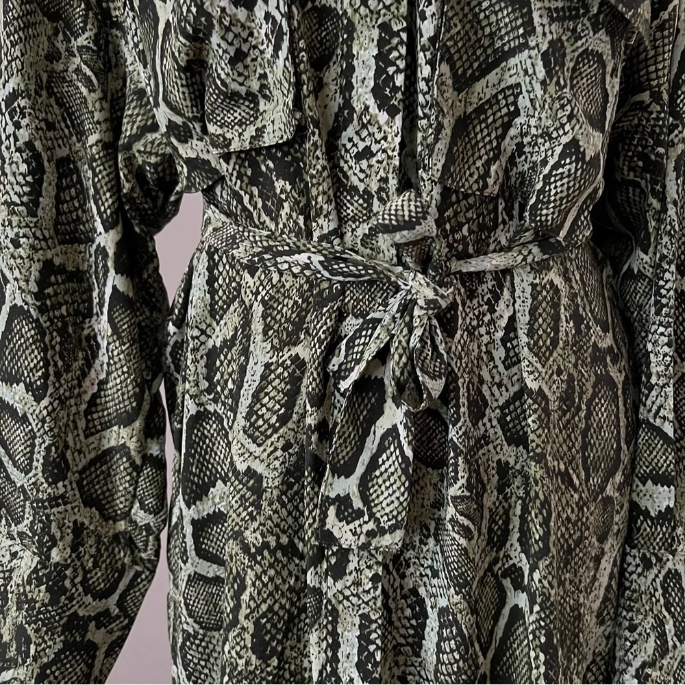 ENA PELLY green Python Utility belted maxi Shirt Dress 10 - Picture 5 of 10